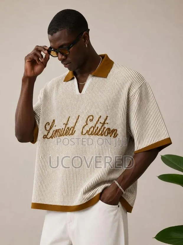 Boohooman Oversized Boxy Rib Knitted Polo Shirts · Photo 1