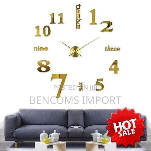 Modern DIY Wall Clock for Living Room, Bedroom Office- Gold Color · Photo 1