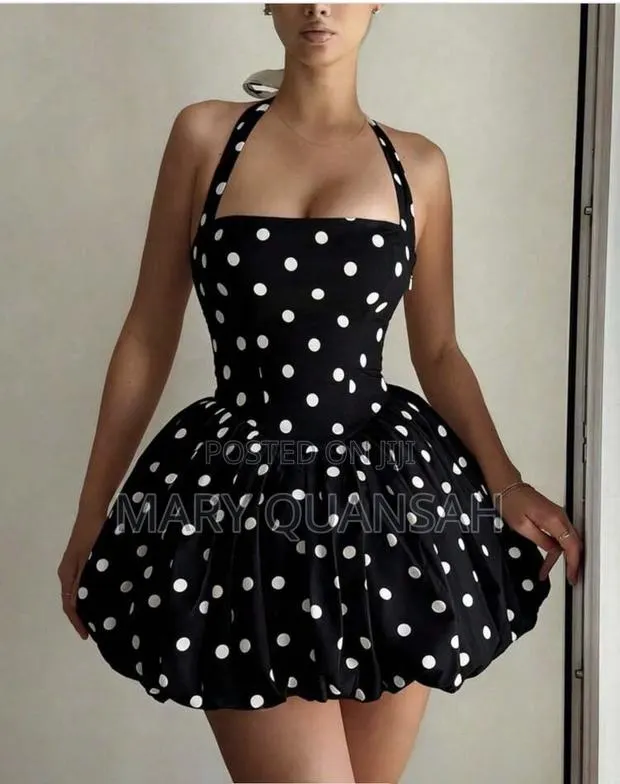 Black / White Polka Dot Bubble Mini Dress · Photo 1
