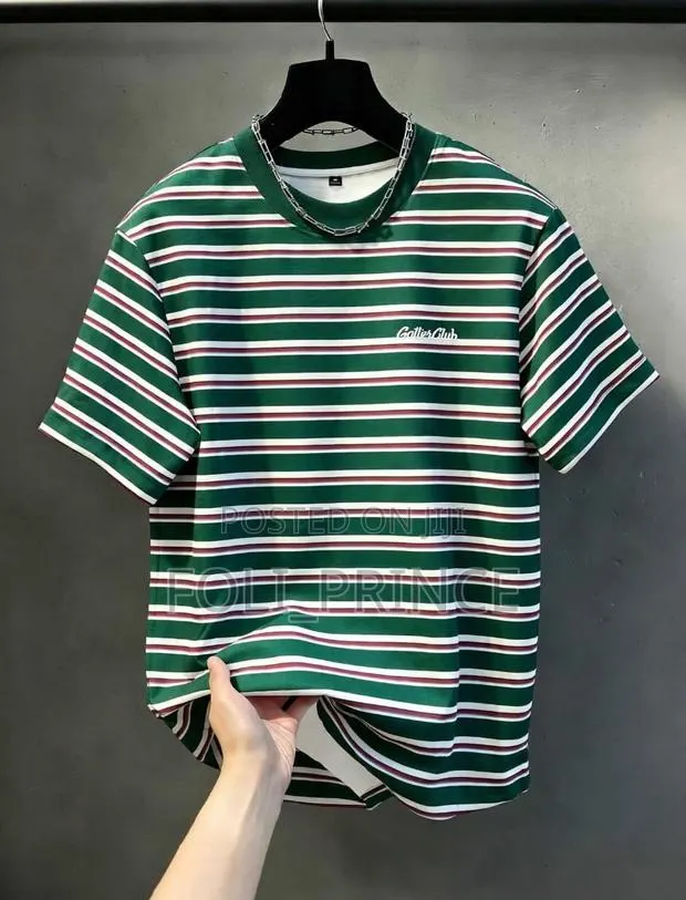 Classic Burgundy Striped Round-Neck T-Shirt – Casual & Smart Fit · Photo 1