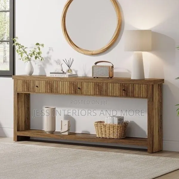Console Table (Industrial Wood Entryway Table With Drawers) · Photo 1