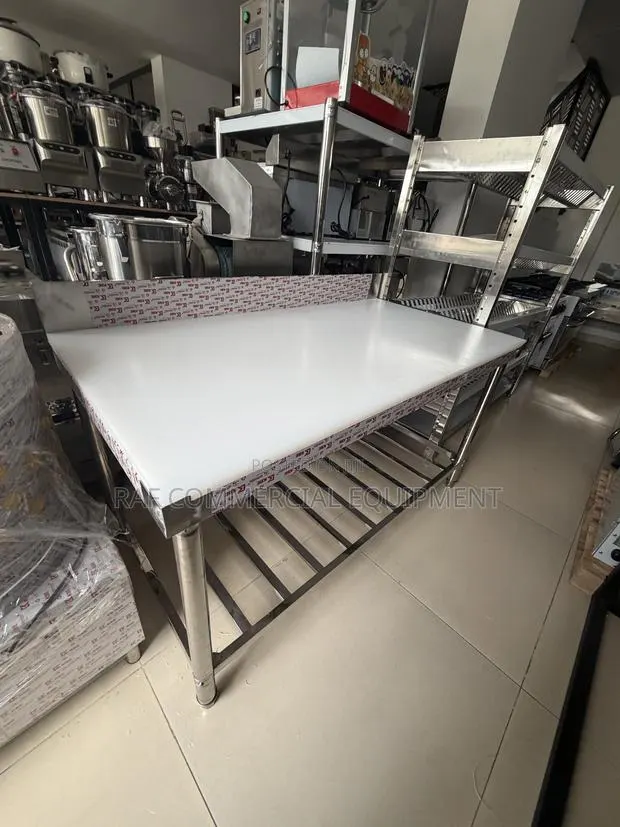 Commercial Stainless Steel Work Table and Chopping Board 180cm · Photo 1