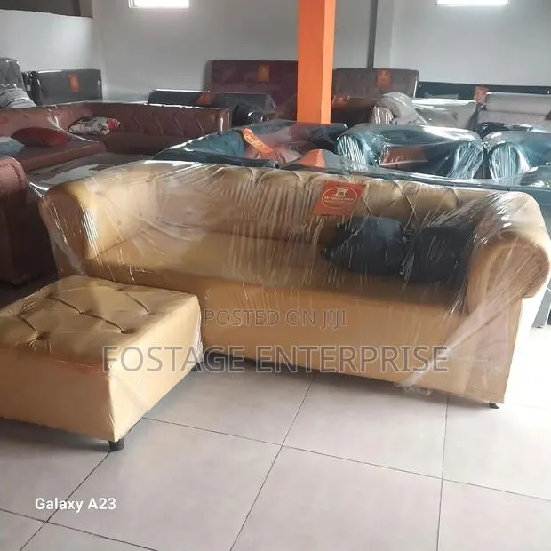 Yellow Brand New 3 Seater With Centre Table Couch · Photo 1