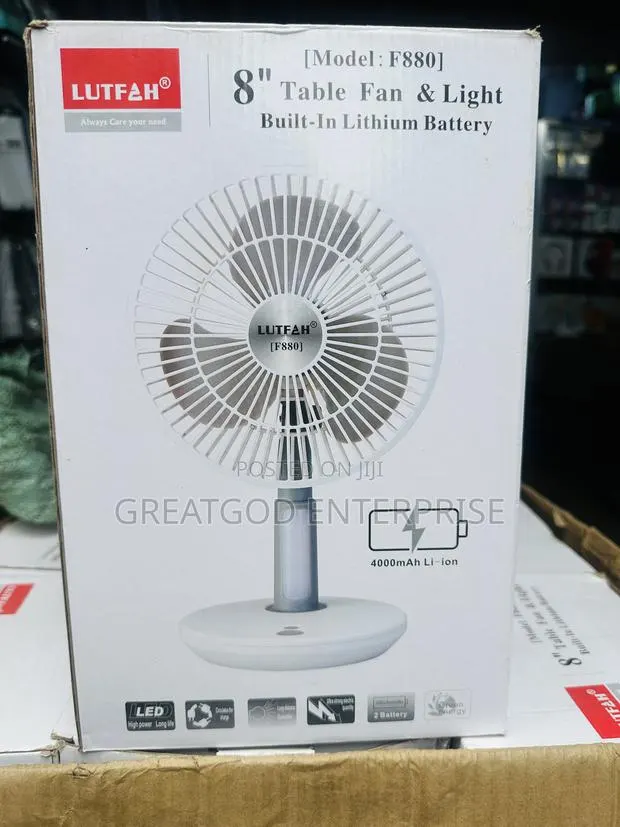 Lutfah F880 8" Table Fan Light · Photo 1