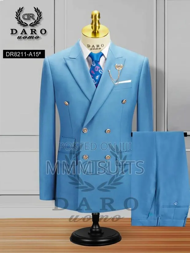 Timeless Double-Breasted Men's Turkish Sea Blue Suit · Photo 1