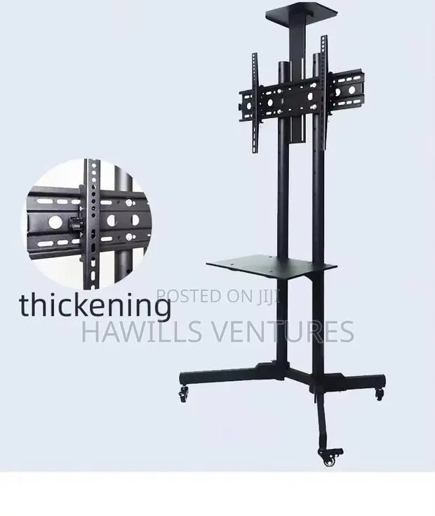 Black Mobile Tv Cart for Screen Up to 70 Inches. · Photo 1