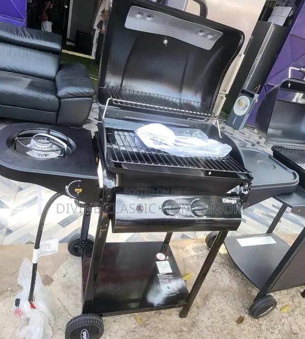 2 Burner Outback Omega 250 Gas Barbecue + Side Burner – Black · Photo 1