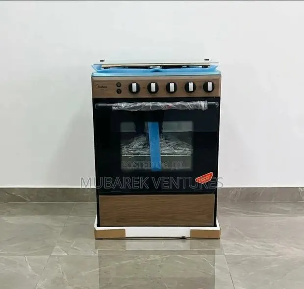 Midea 4 Burner 60 X 60 Gas Cooker With Auto Ignition and Wooden Finish · Photo 1