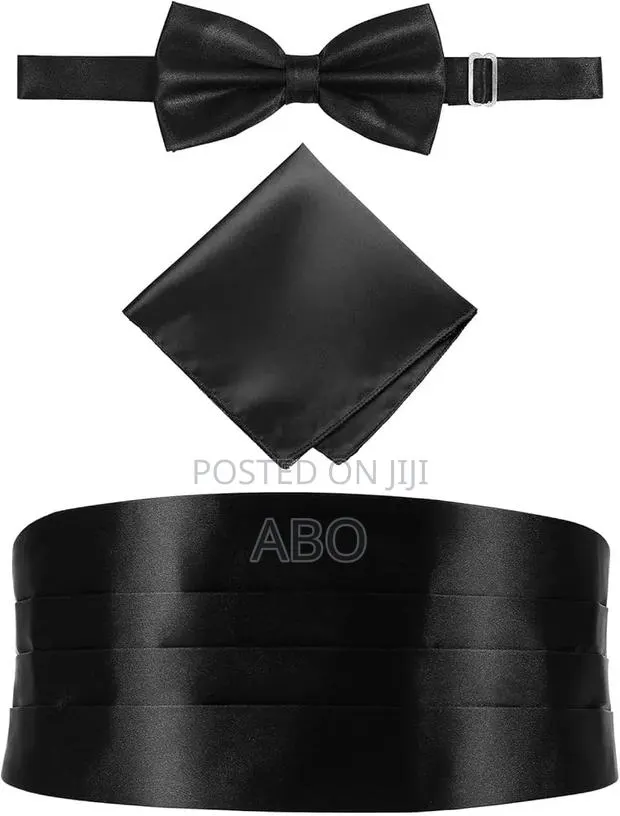 Bow Tie With 2 Pocket Square and Cummerbund Set · Photo 1