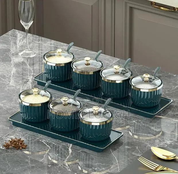 Teal Ceramic Condiment Jar Set · Photo 1