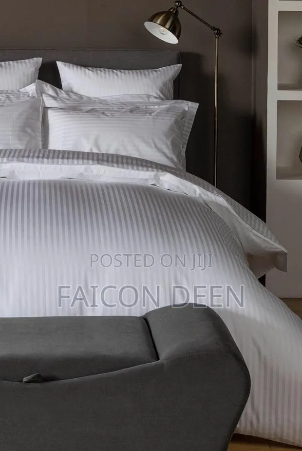 Superior Cotton Finish ;White Stripped Duvet Cover Only · Photo 1