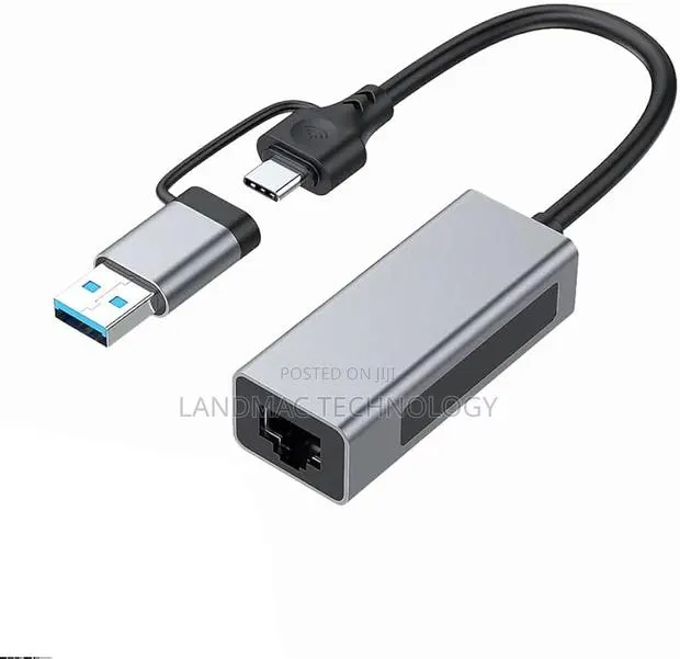 2-in-1 Usb-a/Usb-C to Gigabit Ethernet Adapter Rj45 · Photo 1