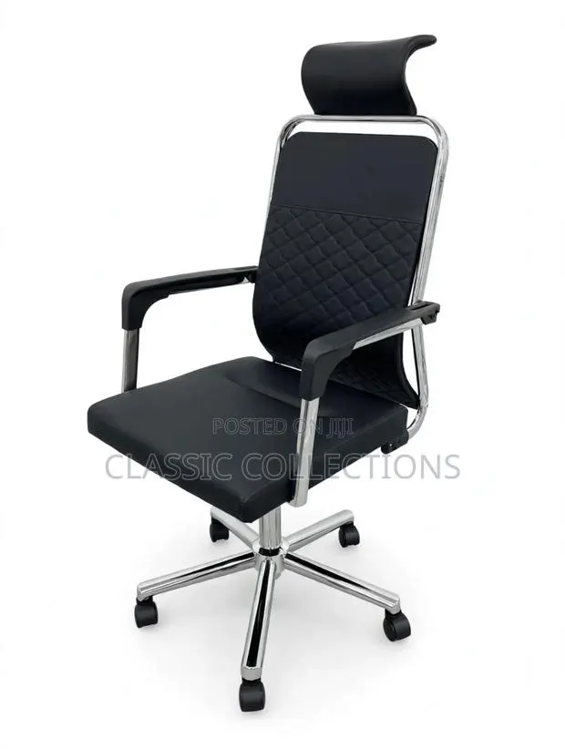Executive Office Chair- Black Leather With Headrest · Photo 1
