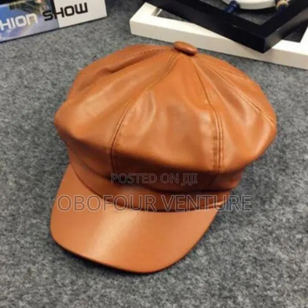 Brown Leather Newsboy Hat · Photo 1