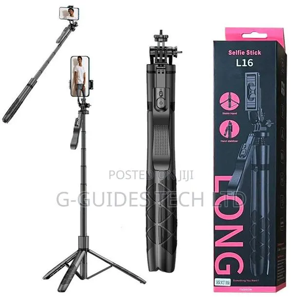 L16 Long Selfie Stick With Tripod Stand and Bluetooth Selfie · Photo 1