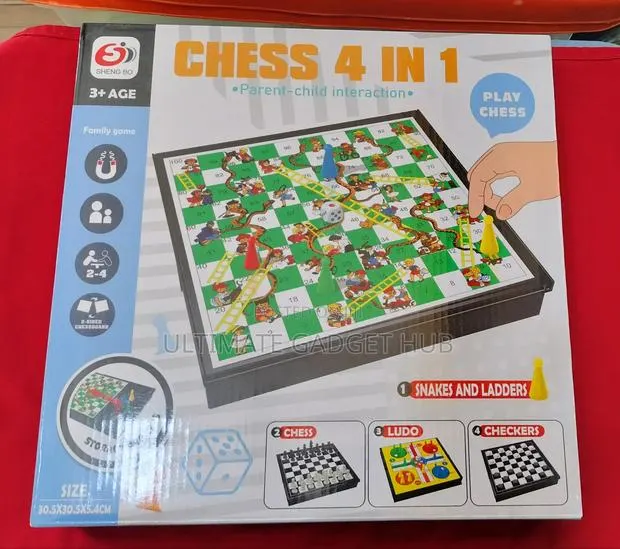Board Games (4 in 1)Ludo,Chess,dami & Snake Ladder Board · Photo 1