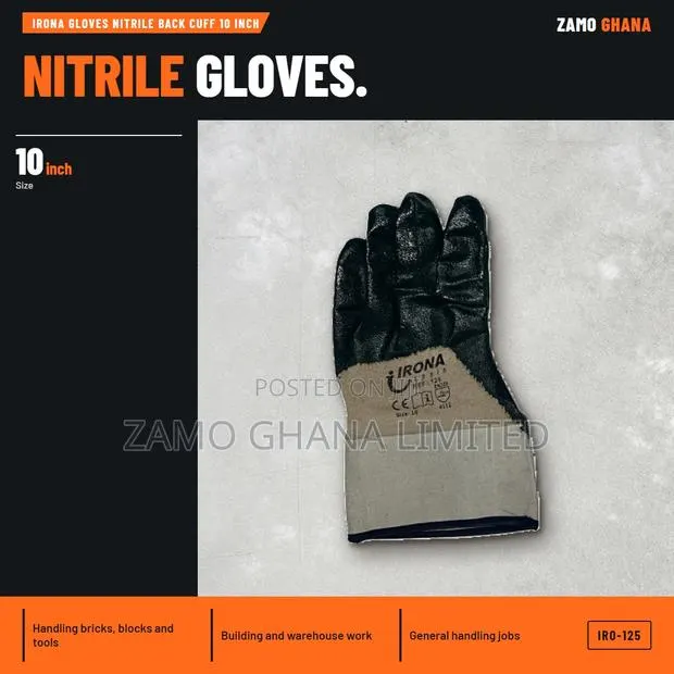 Irona Gloves Nitrile Back Cuff 10 Inch - IRO-125 · Photo 1