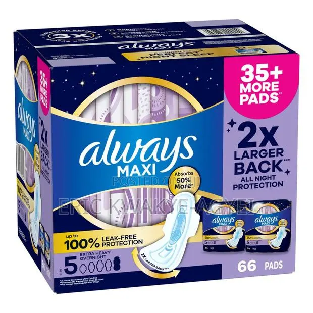 Always Maxi Nighttime Sanitary Pads With Wings Size 5 / 66 Units · Photo 1