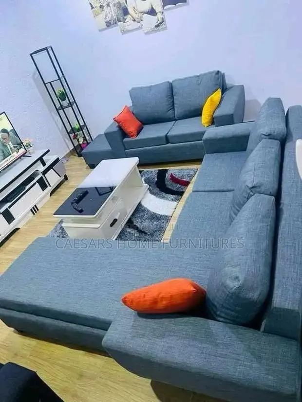 Ash Grey U-Shaped 7-Seater Sectional Sofa With Throw Pillows · Photo 1