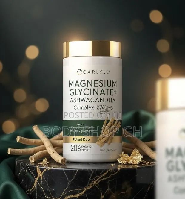 Magnesium Glycinate With Ashwagandha | 120 Capsules | Potent Duo · Photo 1
