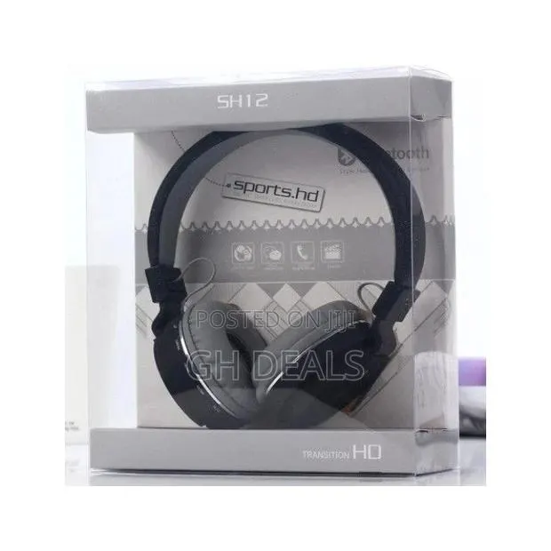 SH SH-12 Wireless Foldable Headphone - Black · Photo 1