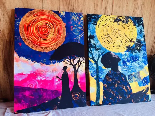 Real Cloth Coloful Art Canvas Print Depiction of Meditation Connection · Photo 1