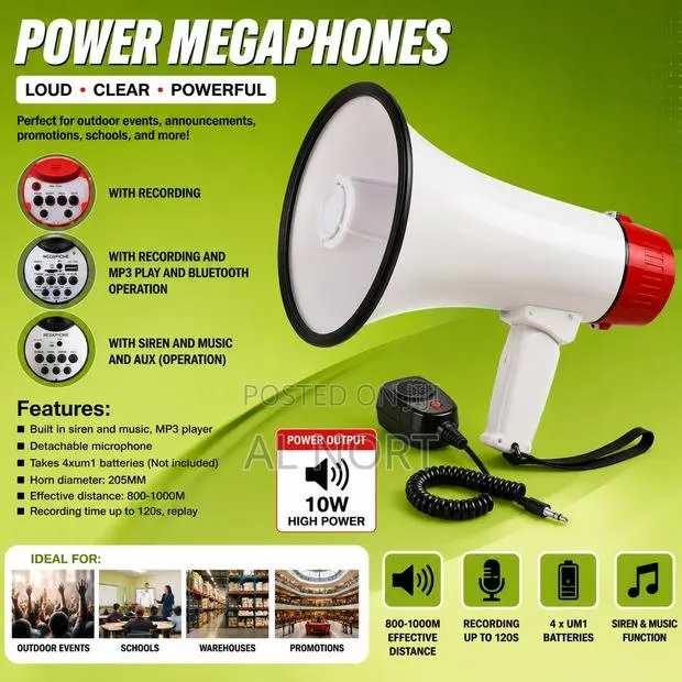 Power Megaphone – Recording – MP3 – Bluetooth · Photo 1