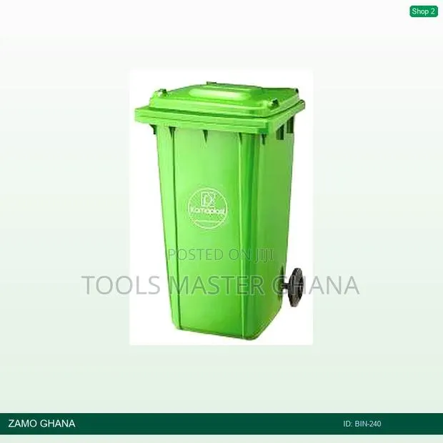 Plastic Dustbin 240l Medium Hdpe En840 Green - Bin-240 · Photo 1