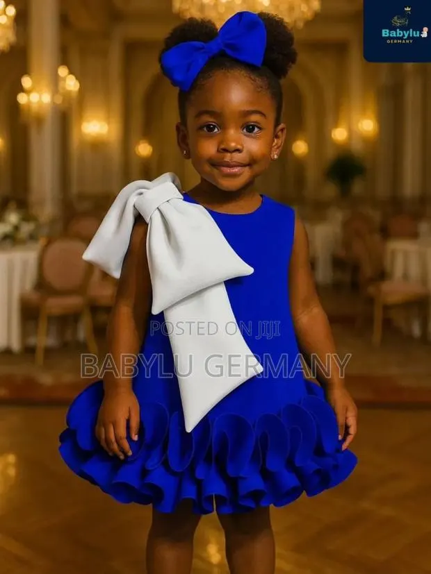 Trending Cute Blue Dress With Free Hair Band · Photo 1