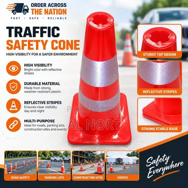 Reflective Traffic Safety Cone – Red · Photo 1