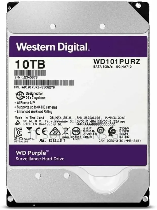 Wd Purple 10tb Surveillance Hard Disk Drive - 5400 RPM Class · Photo 1