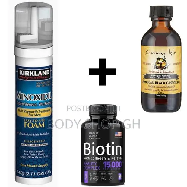 Beard Growth Combo Pack-[Minoxidil Foam+ Biotin+ Castor Oil] · Photo 1