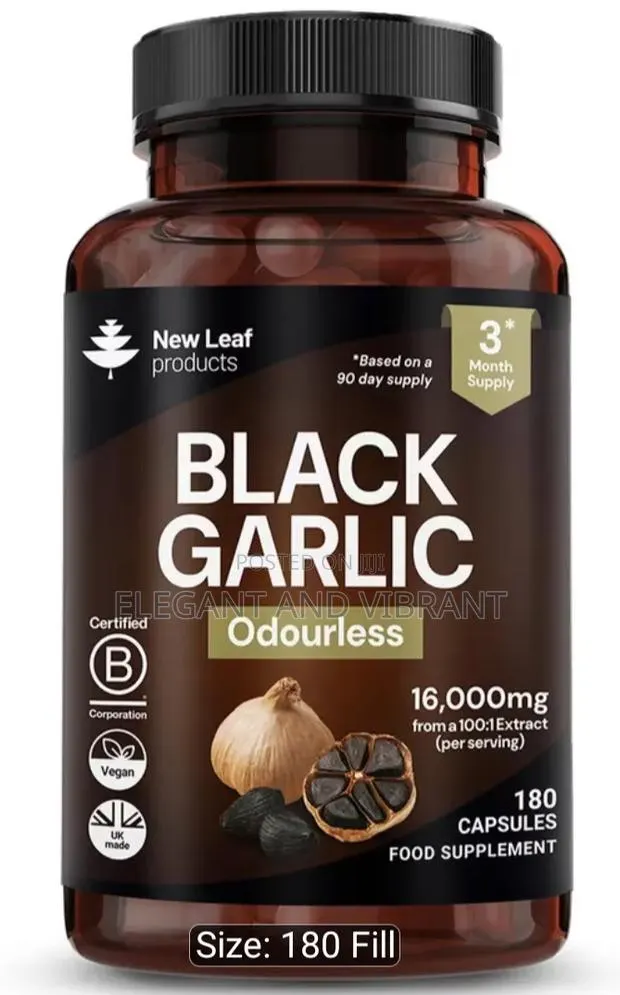 Black Garlic Capsules + Naturally Occurring SAC Polyphenols,180 Caps · Photo 1