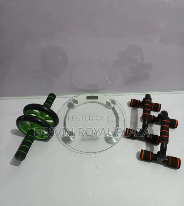 Push Up Bar + Digital Weighing Scale + Ab Wheel Roller · Photo 1