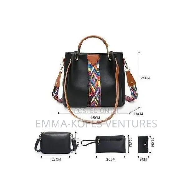 Sty 4 in 1 Pu Synthetic Leather Handbag Ladies Bags Set - Black · Photo 1