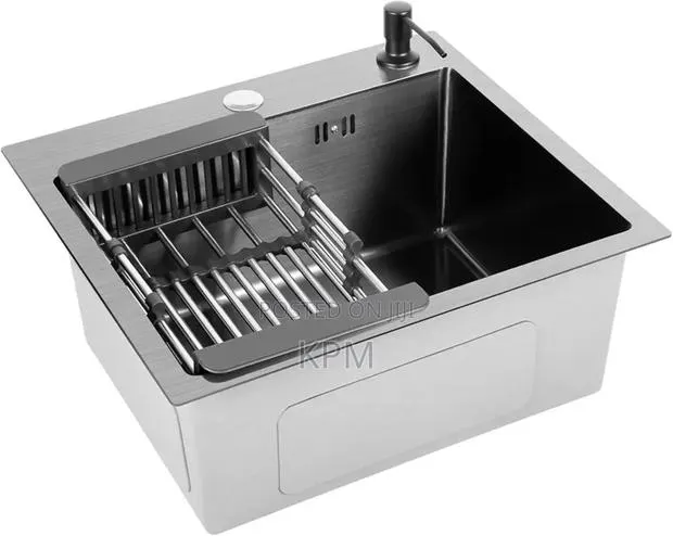 Black Sus 304 Cabinet Kitchen Sink With Soap Dispenser and Basket · Photo 1