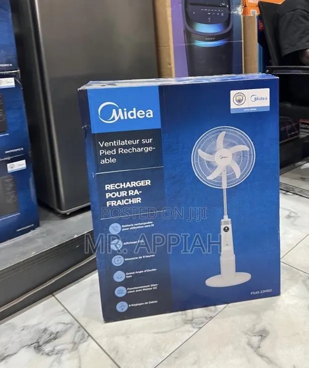 Extremely Classic Midea 18” Rechargeable Standing Fan(White). · Photo 1