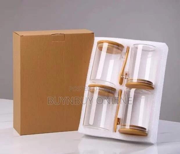 500ml 4pcs Borosilicate Glass Storage Jar With Bamboo Lid and Spoon · Photo 1