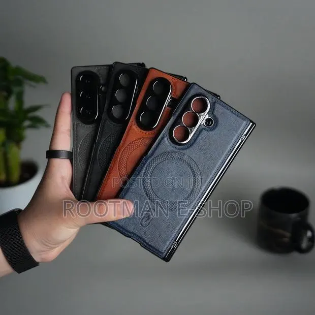 Galaxy Z Fold 7 Magnetic Leather Kickstand Wallet Card Holder Covers · Photo 1