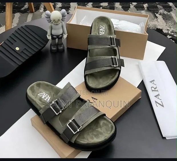 Zara Adjustable Double Buckle Suede Slide · Photo 1