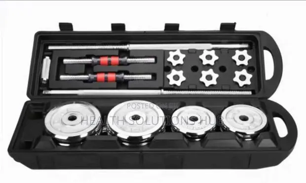 Adjustable Chrome Dumbells Set With Case · Photo 1
