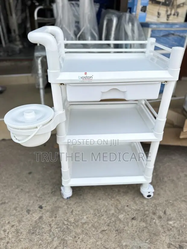 Medicine Trolley A.B.S (3 Steps With Drawer) · Photo 1