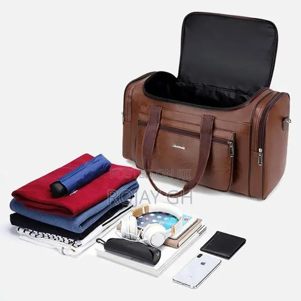 Leather Duffel Travel Bag - BROWN · Photo 4