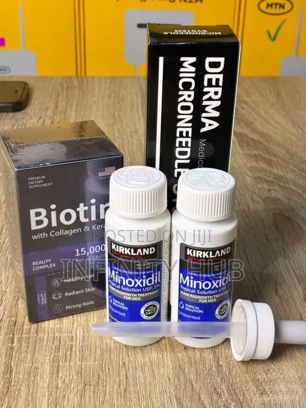 Kirkland Minoxidil, Keratin Biotin and Derma Stamp · Photo 1