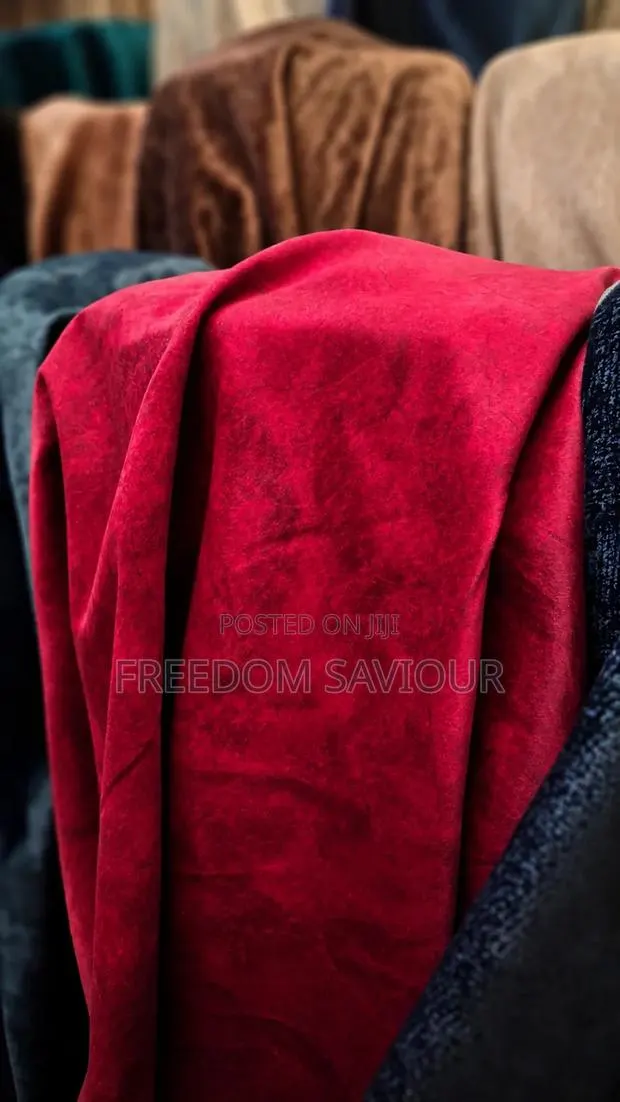 Premium Crimson Suede Upholstery Fabric – Luxury Sofa Chair Material · Photo 1