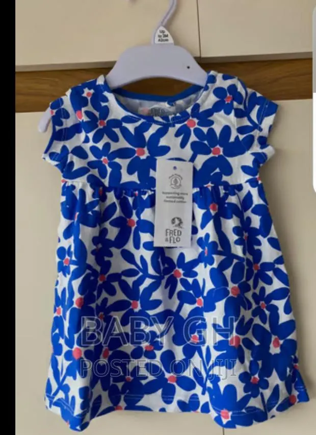 Blue/White Floral Baby Cotton Dress · Photo 1