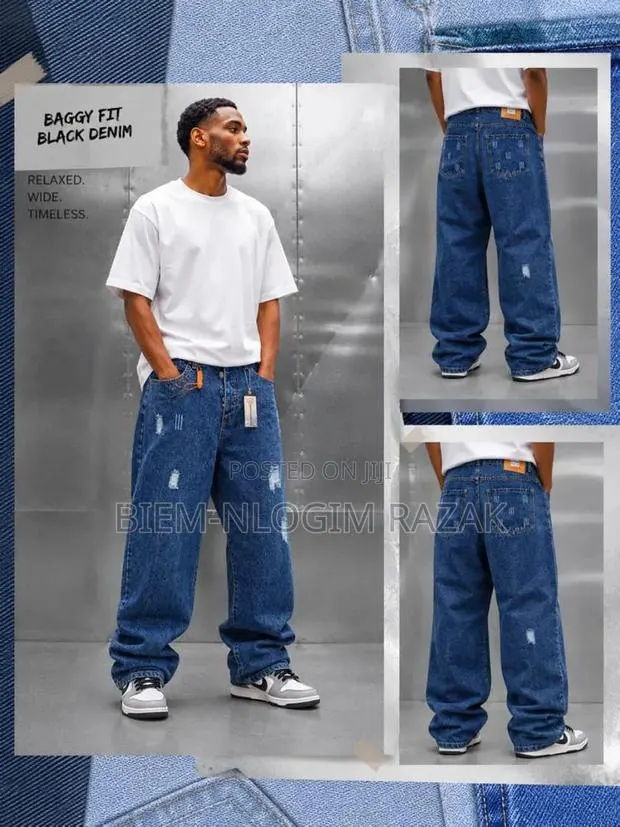 Hi Quality Baggy Jeans Plain Available in Stock · Photo 1