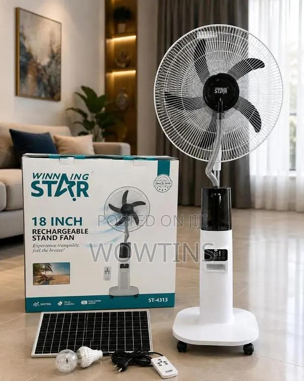 18-Inch Misting Solar-Rechargeable Fan · Photo 1