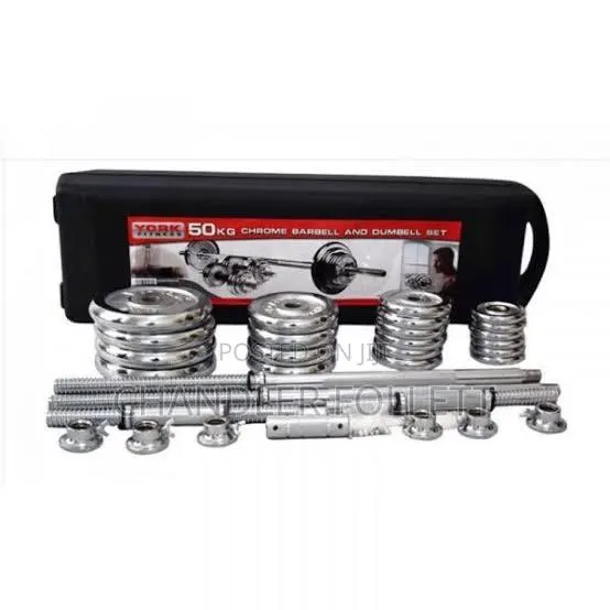50kg Chrome Barbell and Dumbbell Set · Photo 1