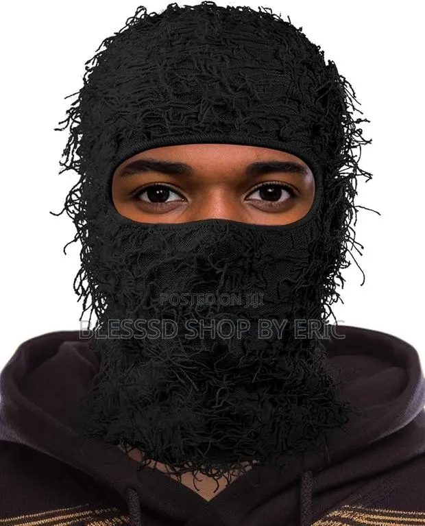 Ski Mask Fuzzy Type. Yeat Balaclava With Distressed Material · Photo 1